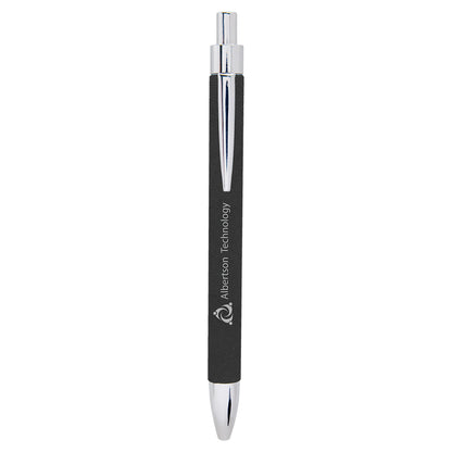 Black/Silver Laserable Leatherette Pen – item LP459