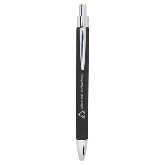 Black/Silver Laserable Leatherette Pen – item LP459