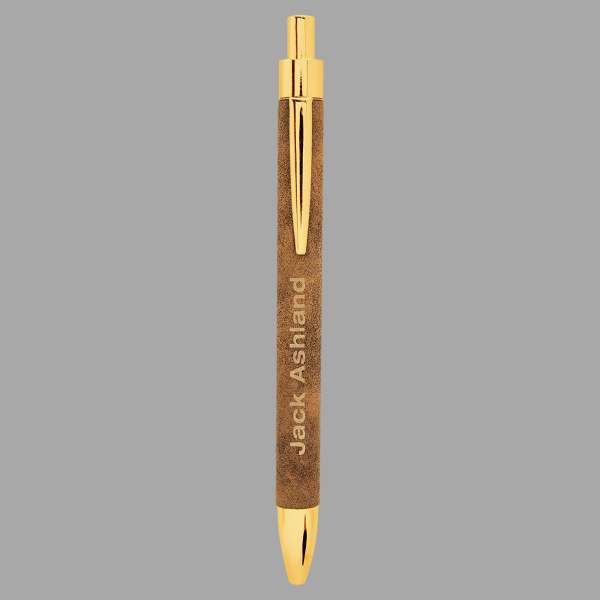 Rustic/Gold Laserable Leatherette Pen – item LP460 image 2
