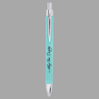 Teal Laserable Leatherette Pen – item LP461 image 2
