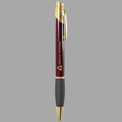 Burgundy Gloss Ballpoint Pen with Rubber Gripper – item LP504A image 2