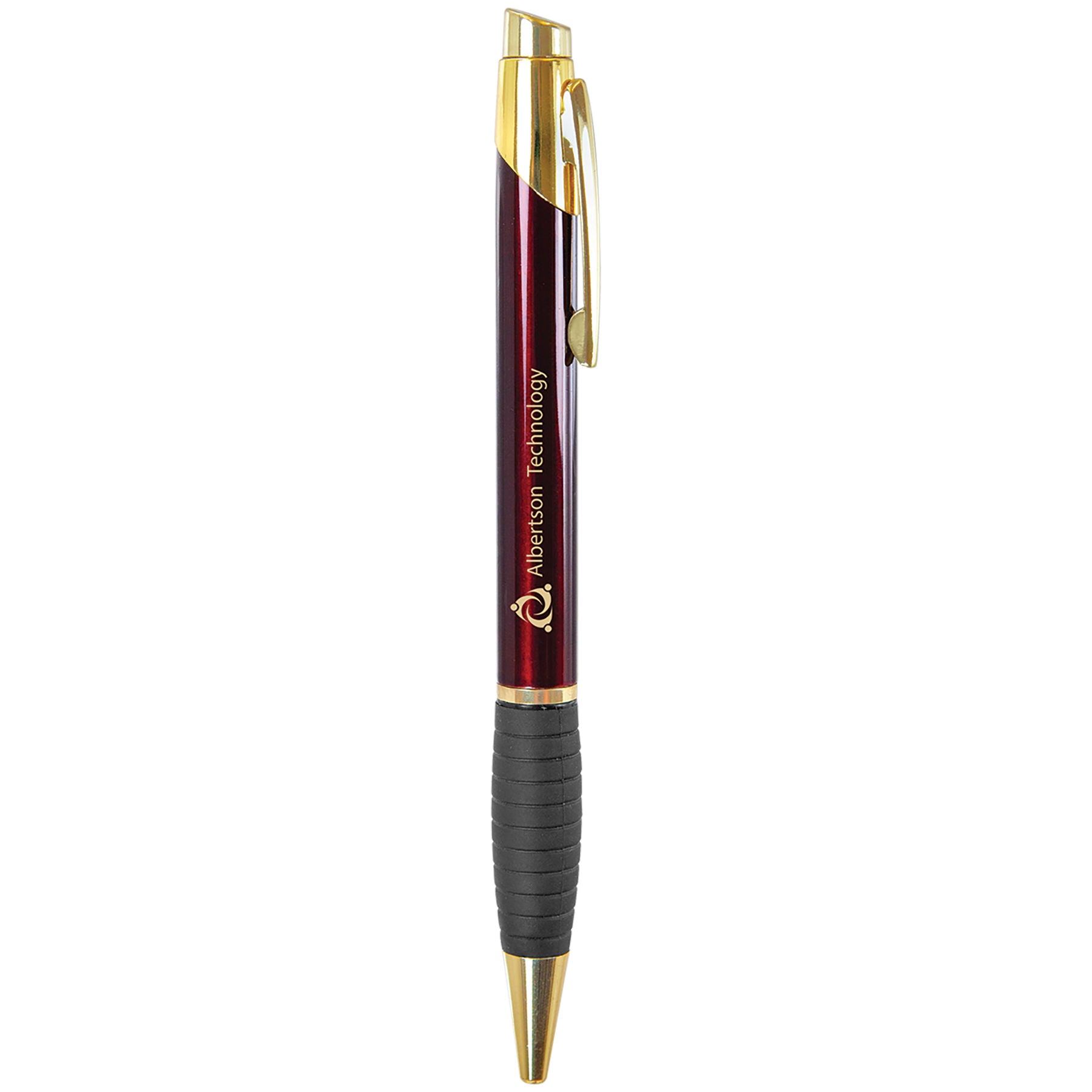 Burgundy Gloss Ballpoint Pen with Rubber Gripper – item LP504A