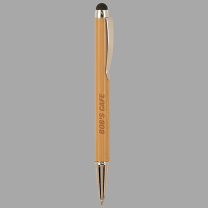 Bamboo Gloss Ballpoint Pen with Stylus – item LP836 image 2