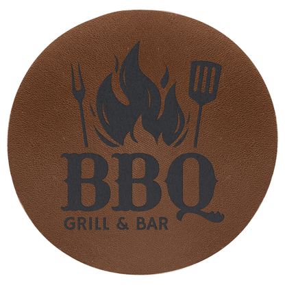 2.5" x 2.5" Brown Round Leatherette Patch with Adhesive – item LPTH302 image 3