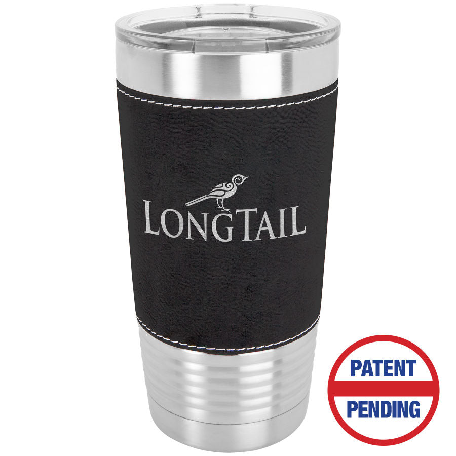 20 oz. Black/Silver Leatherette Grip Tumbler – item LTM5203