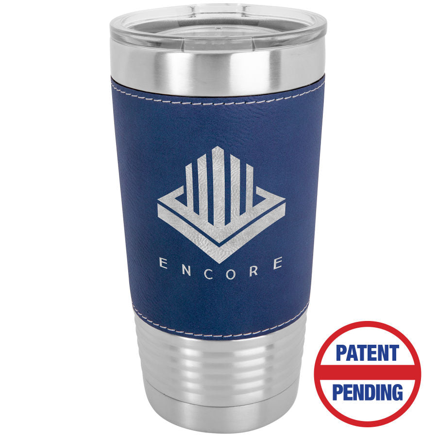 20 oz. Blue/Silver Leatherette Grip Tumbler – item LTM5206