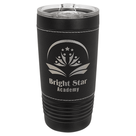 20 oz. Black/Silver Leatherette Slider Tumbler – item LTM5251