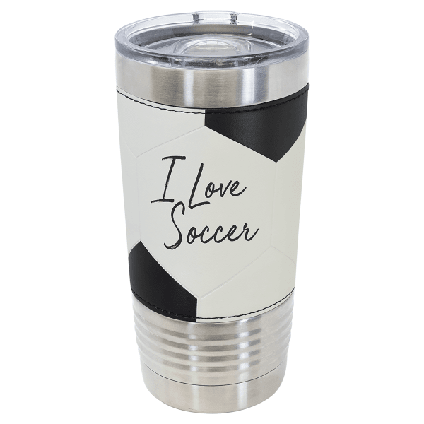 20 oz. Soccer Leatherette Slider Tumbler – item LTM836
