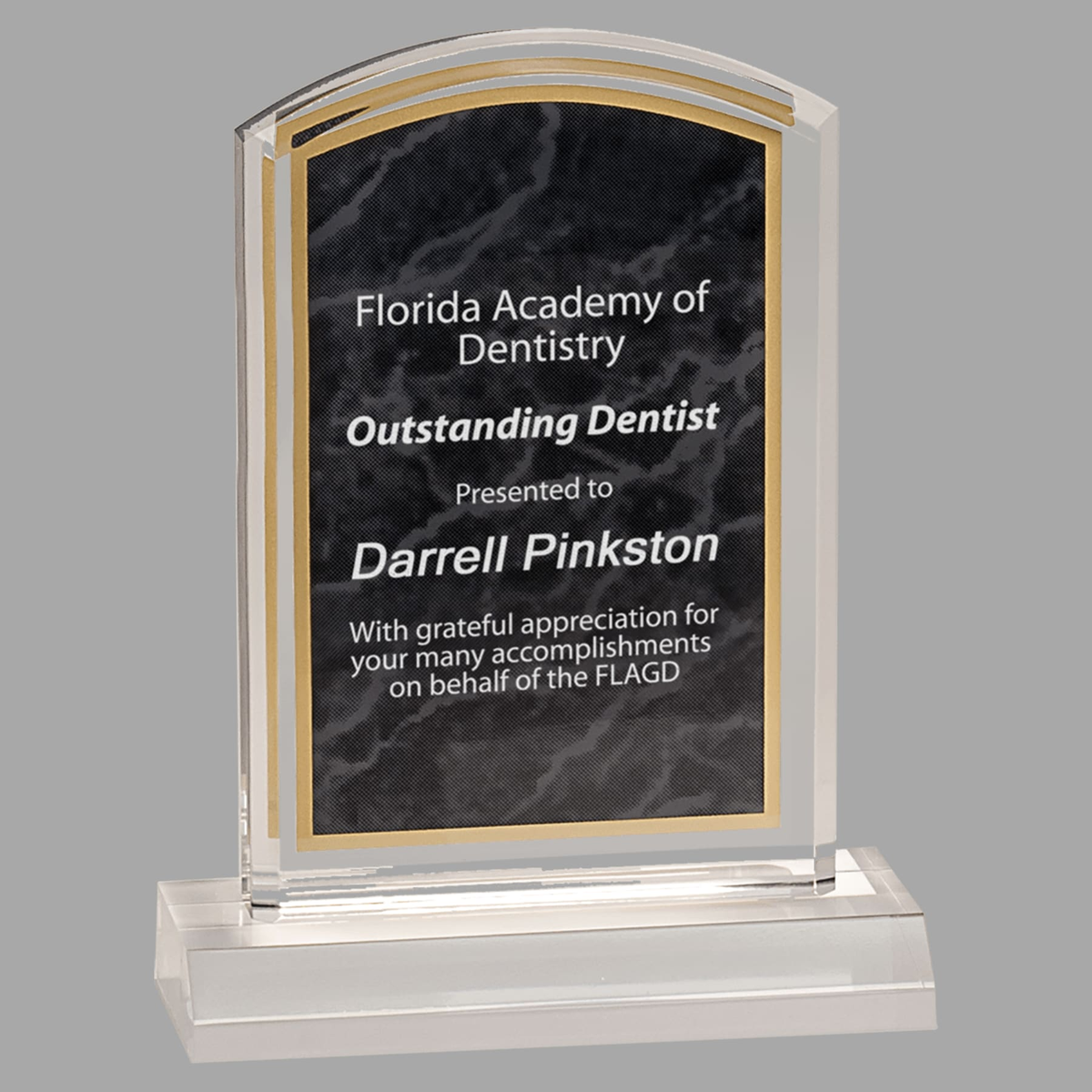 4" x 6" Black Marbleized Acrylic with 5" Base — MBL46BKM