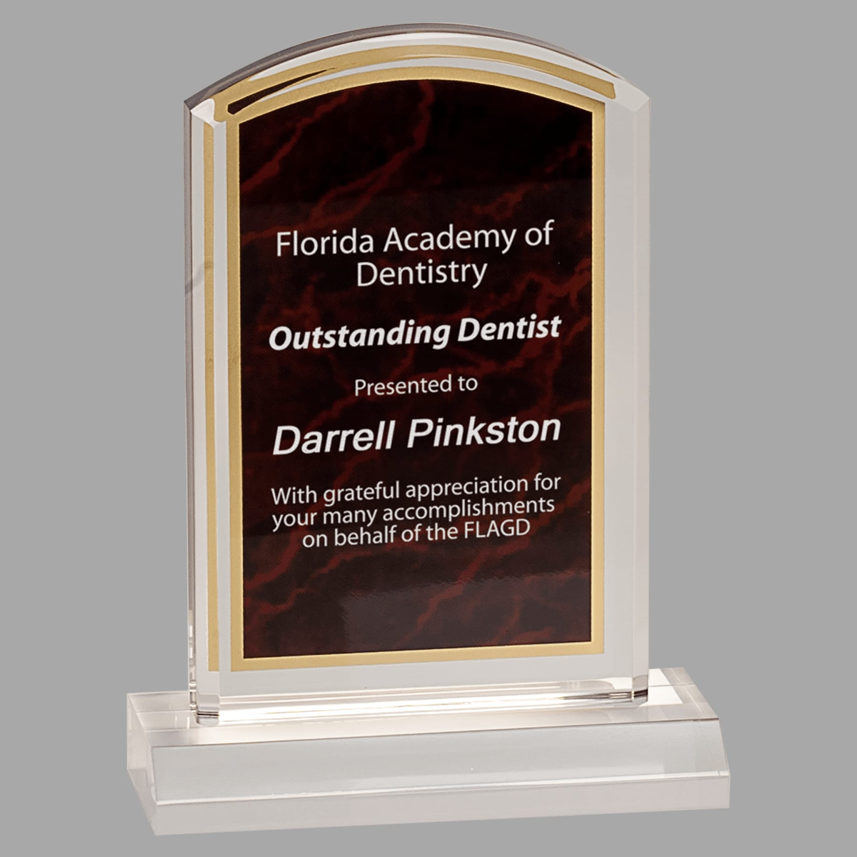 4" x 6" Red Marbleized Acrylic with 5" Base — MBL46RM