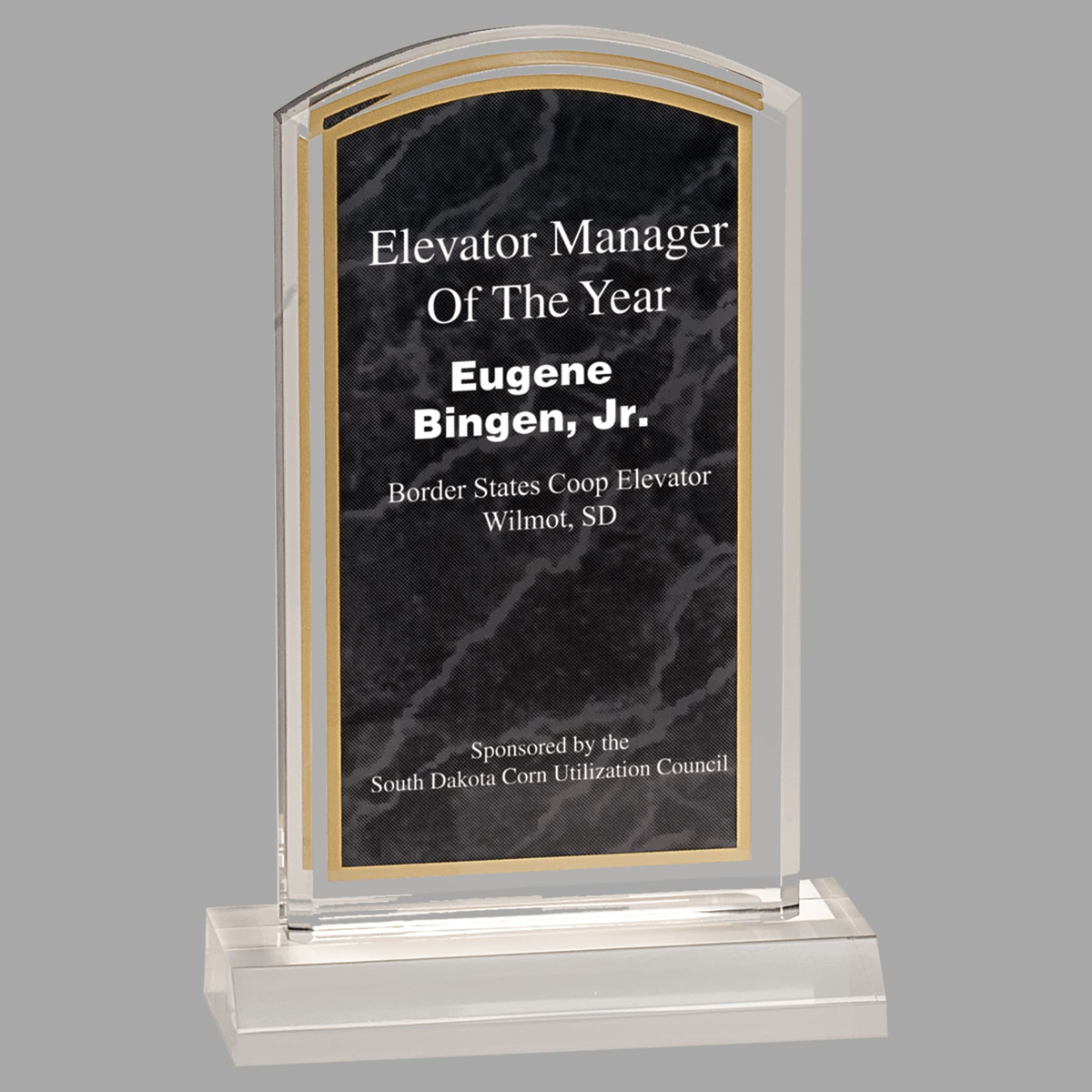 4" x 7" Black Marbleized Acrylic with 5" Base — MBL47BKM
