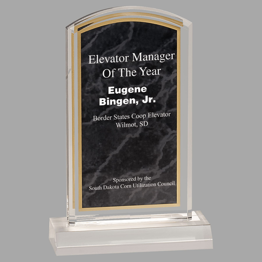 4" x 7" Black Marbleized Acrylic with 5" Base — MBL47BKM