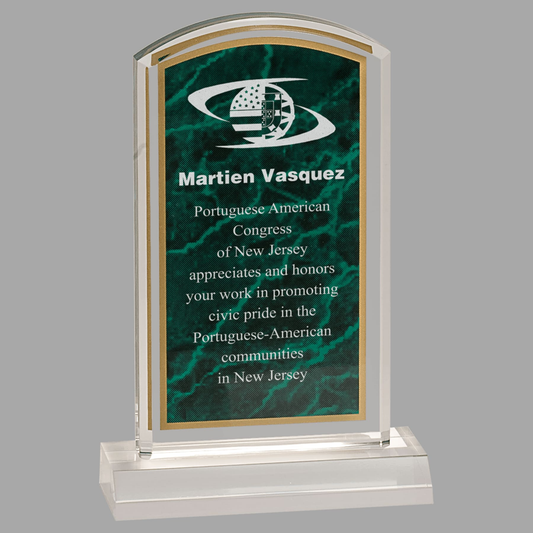 4" x 7" Green Marbleized Acrylic with 5" Base — MBL47GM