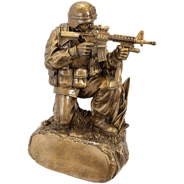 9.25" Antique Gold Military Resin Award – item MLT02