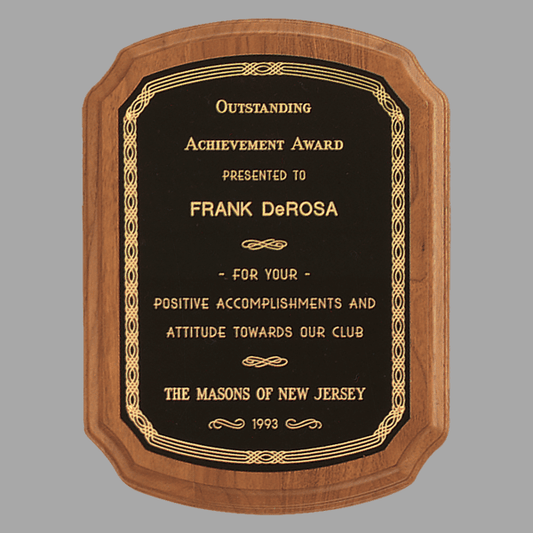 10.5" x 13" Coventry Series Walnut Plaque w/ Gold Border – item P1092