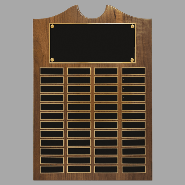 14" x 20" Walnut Roster Plaque w/ 48 Plates – item P1555