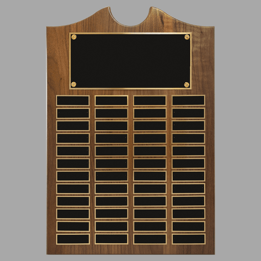 14" x 20" Walnut Roster Plaque w/ 48 Plates – item P1555