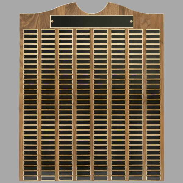 28" x 35" Walnut Roster Plaque w/ 240 Plates – item P1564