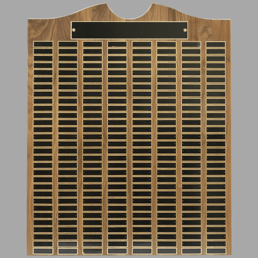 28" x 35" Walnut Roster Plaque w/ 240 Plates – item P1564