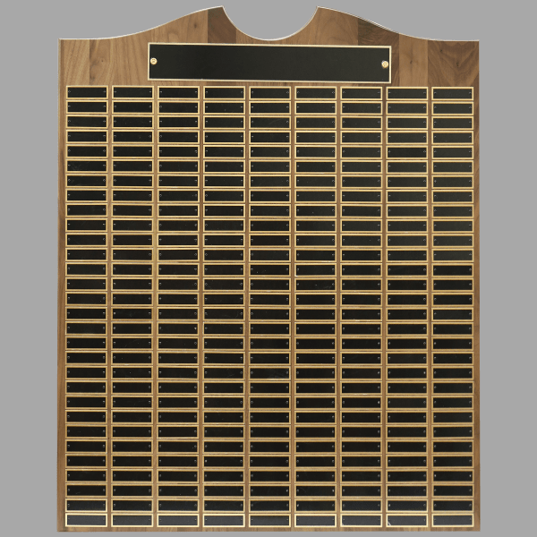 28" x 35" Walnut Roster Plaque w/ 270 Plates – item P1565