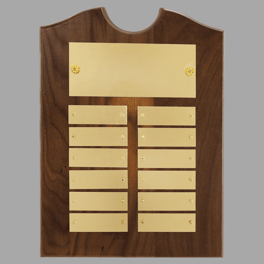 9" x 12"/Plates 0.875" x 2.75" Walnut 12 Plate Plaque – item P1571
