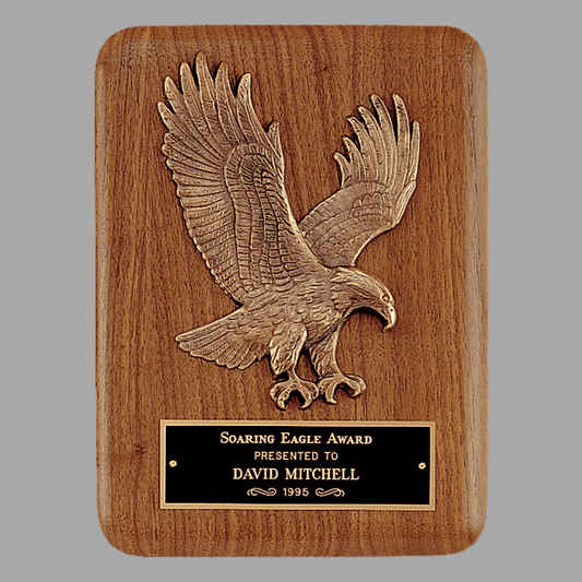 7" x 9" Solid Walnut Plaque w/ Finely Detailed Eagle Relief – item P1681