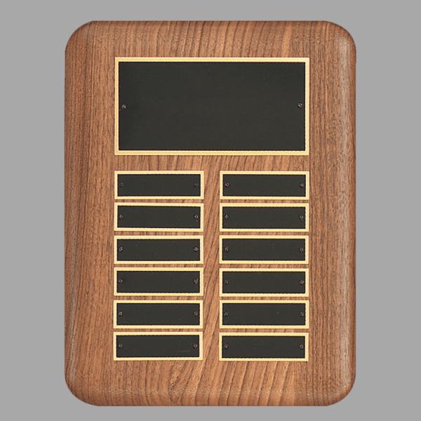9" x 12" 0.875"/Plates x 2.75" Walnut 12 Plate Plaque – item P1696