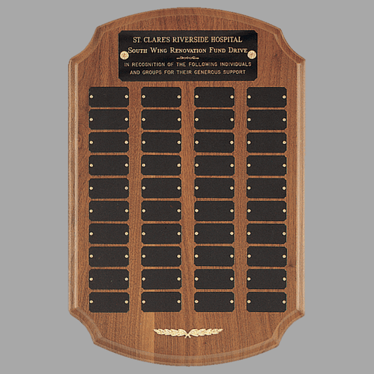 12" x 18"/Plates 1" x 2" Walnut 40 Plate Perpetual Plaque – item P170