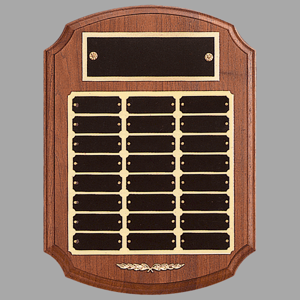 11" x 15" 24 Walnut Plate Perpetual Plaque w/ Black Brass – item P185