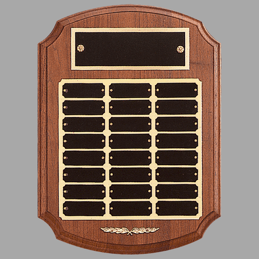 11" x 15" 24 Walnut Plate Perpetual Plaque w/ Black Brass – item P185
