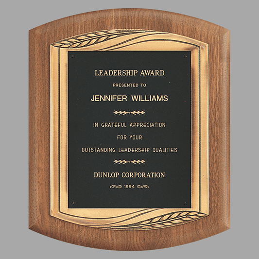 11.5" x 14" Walnut Plaque w/ Bronze Frame & Black Brass – item P1901