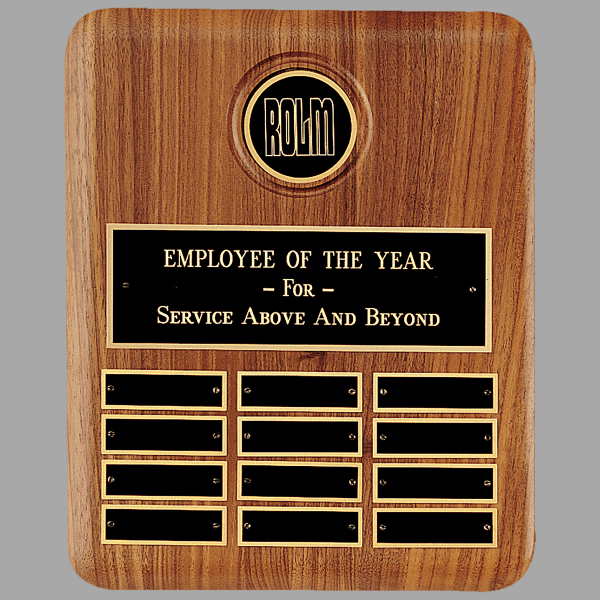 10.5" x 13" 12 Walnut Plate Perpetual Plaque w/ 2.5" Black – item P2286