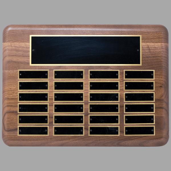 11" x 15" 24 Walnut Plate Perpetual Plaque w/ Black Brass – item P2302