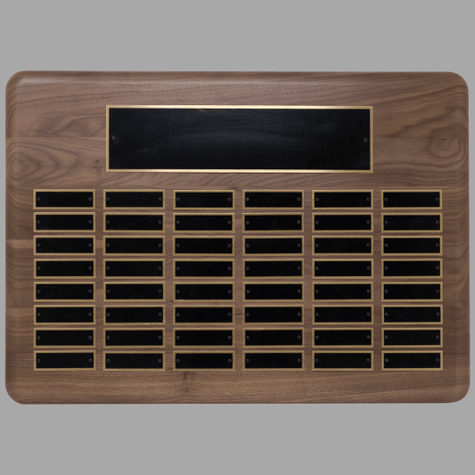 15" x 21"/Plates 0.875" x 2.75" Walnut 48 Plate Plaque – item P2305