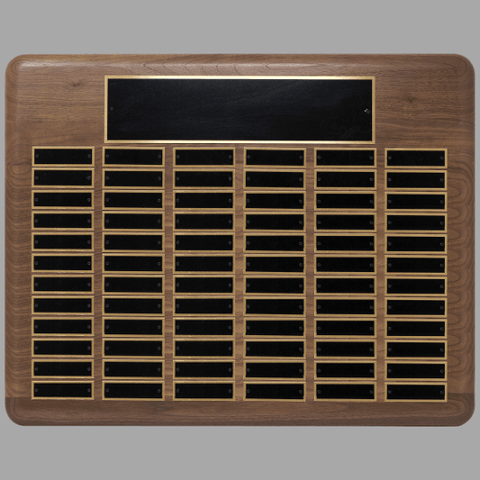 22" x 30"/Plates 0.875" x 2.75" Walnut 80 Plate Plaque – item P2309