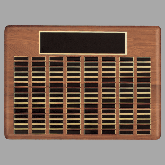 22" x 30"/Plates 0.875" x 2.75" Walnut 120 Plate Plaque – item P2311