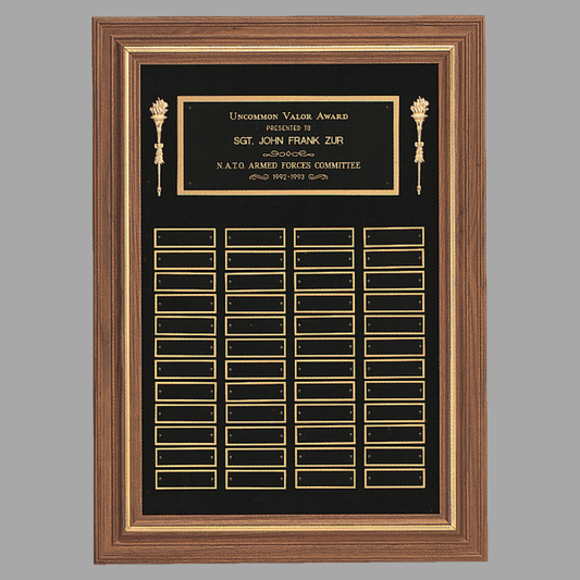 18" x 25"/Plates 0.875" x 2.75" Walnut 48 Plate Plaque – item P2554