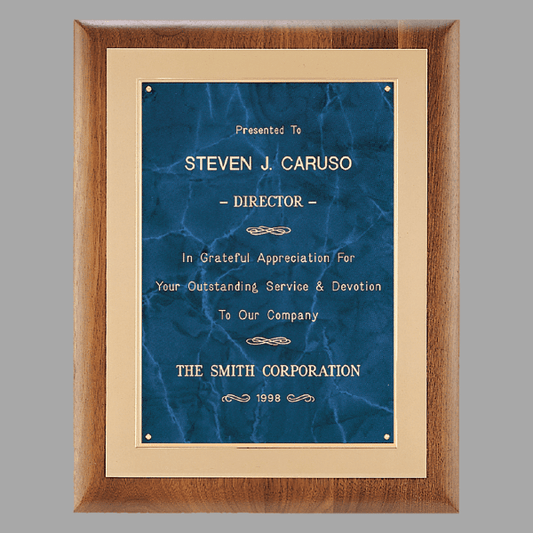 11" x 14" Walnut Frame w/ Gold Metal Background Plaque – item P2717