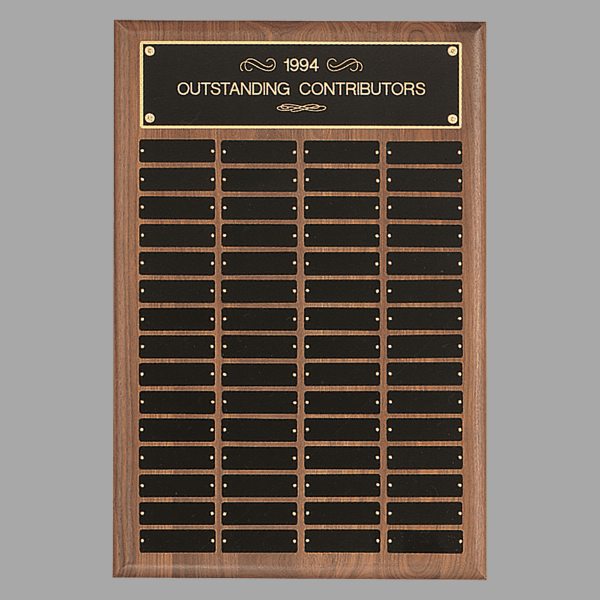 16" x 24"/Plates 1" x 3.25" Walnut 60 Plate Perpetual Plaque – item P2765