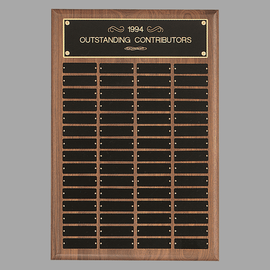 16" x 24"/Plates 1" x 3.25" Walnut 60 Plate Perpetual Plaque – item P2765