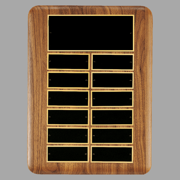 11" x 15"/Plates 1.5" x 3.75" Walnut 12 Plate Plaque – item P2910