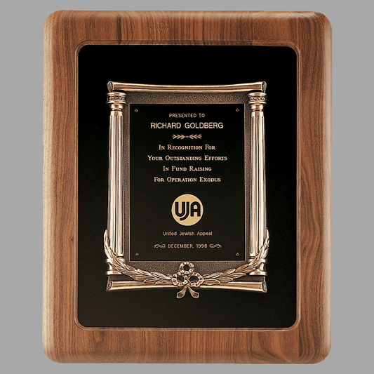 14" x 17" Walnut Frame w/ Black Back/ Bronze Cast Plaque – item P2984