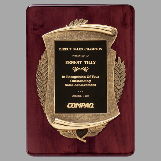 11" x 15" Rosewood Piano Plaque w/ Bronze Scroll Frame – item P3624