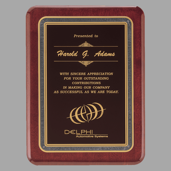 9" x 12" Rosewood Piano Plaque w/ Black/Gold Florentine – item P3721