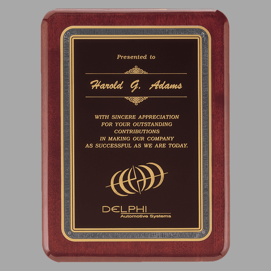 9" x 12" Rosewood Piano Plaque w/ Black/Gold Florentine – item P3721
