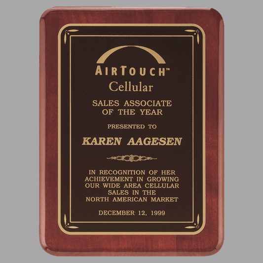 9" x 12" Rosewood Piano Plaque w/ Black/Gold Florentine – item P3758