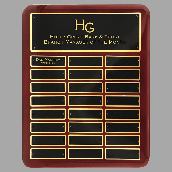 12" x 15" 24 Rosewood Piano Plate Perpetual Plaque w/ Black – item P3762