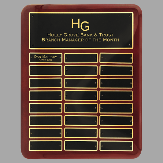 12" x 15" 24 Rosewood Piano Plate Perpetual Plaque w/ Black – item P3762