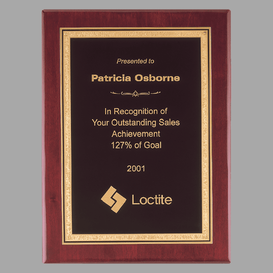 8" x 10" Rosewood Piano Plaque w/ Gold Florentine Black – item P3807