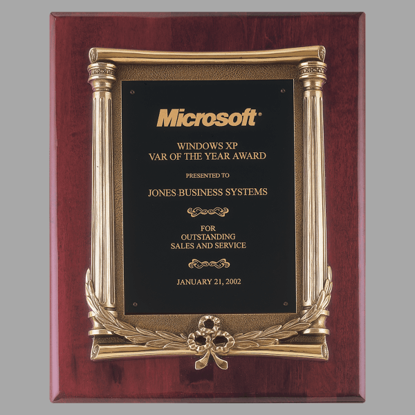 10.5" x 13" Rosewood Piano Plaque, Bronze Frame, Black Plate – item P3823
